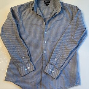 Express Men's Blue Striped Shirt